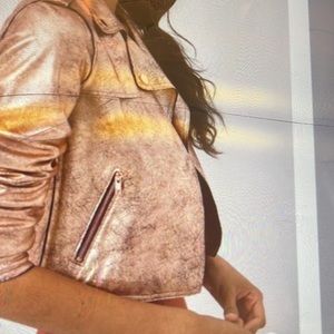 Anthropologie faux leather  metallic jacket